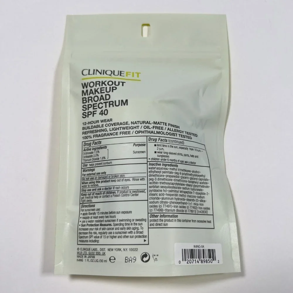 Clinique Fit Workout Makeup SPF 40 Foundation 04 Light Neutral Make Up Full Size